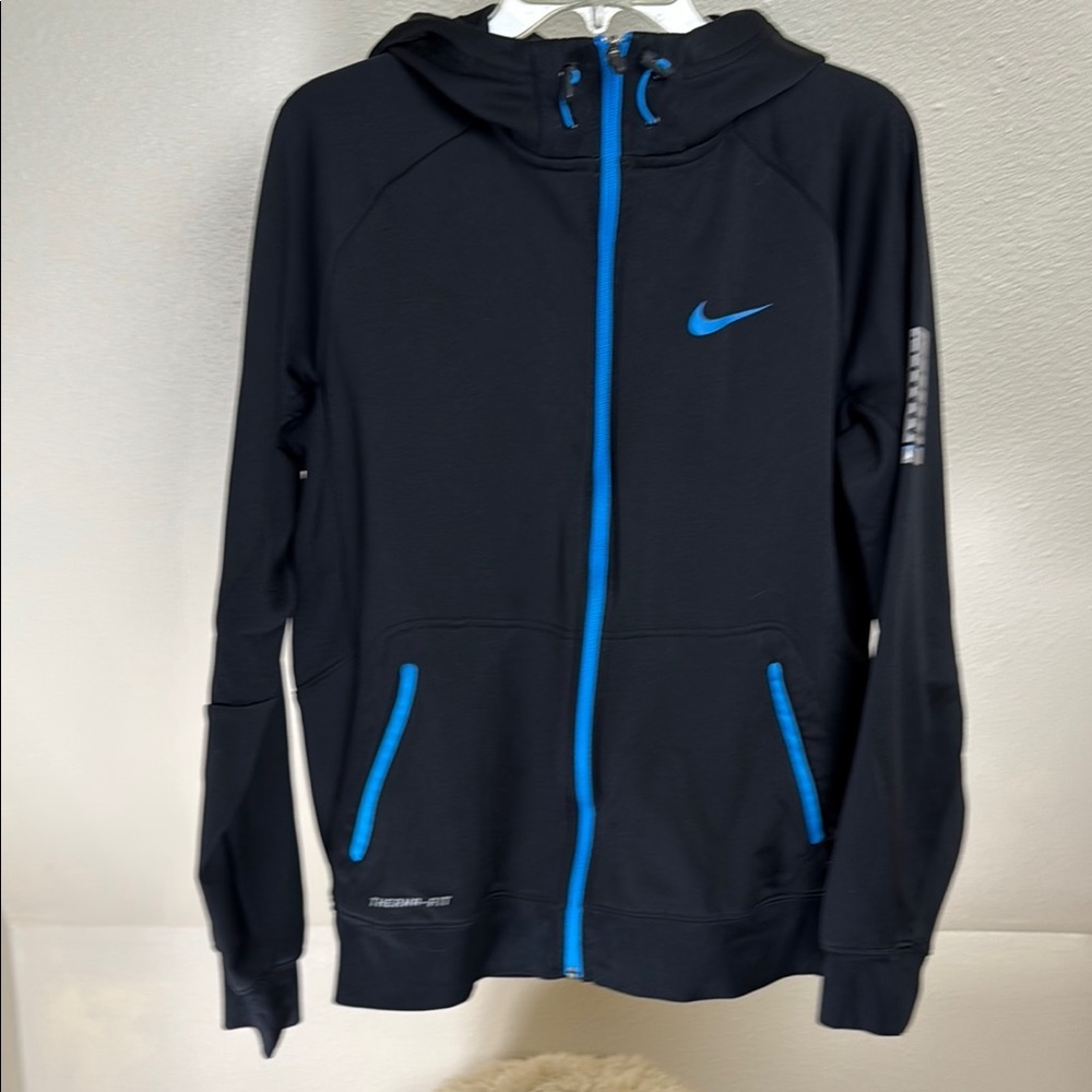 NIKE BASKETBALL Black/Turquoise Hoodie with Hood. Size Men’s Medium